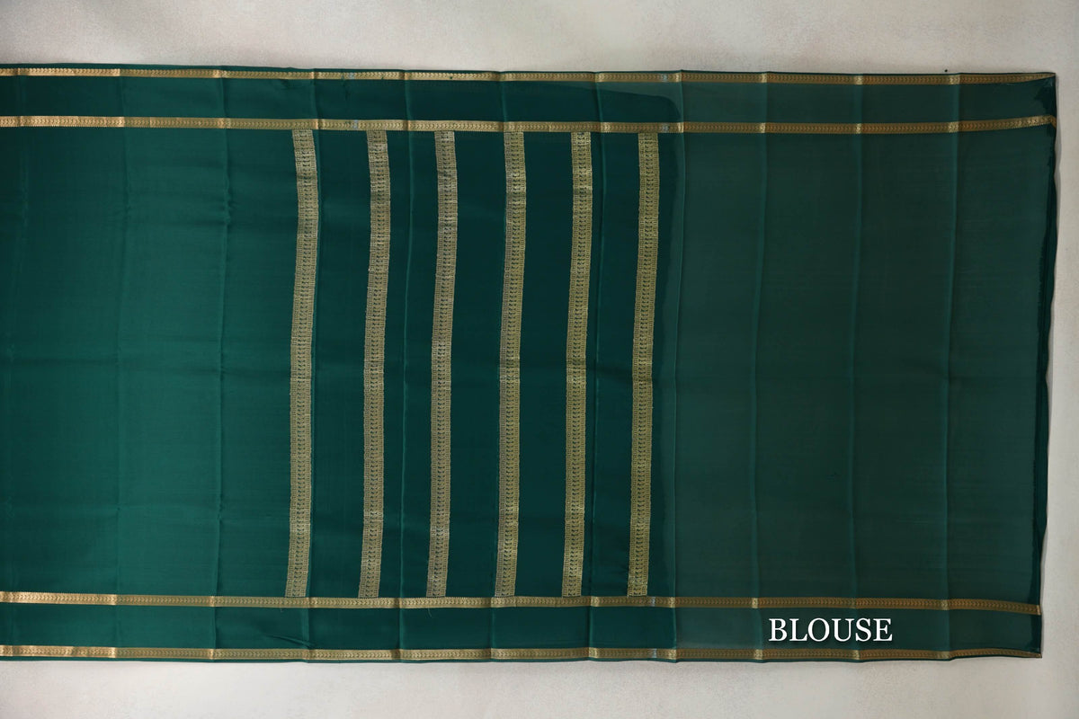 Dark Bottle Green Mysore Silk Saree by Shreenivas Silks PSSR0110243