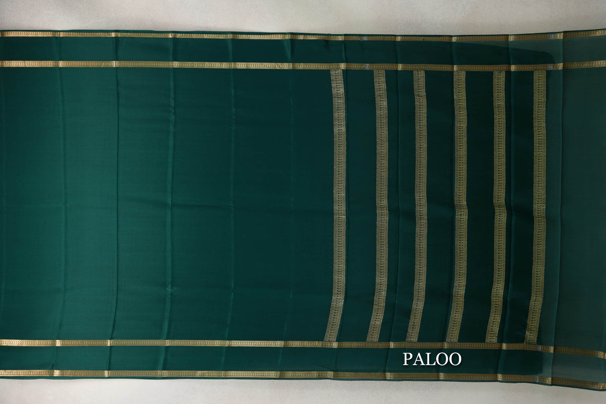 Dark Bottle Green Mysore Silk Saree by Shreenivas Silks PSSR0110243