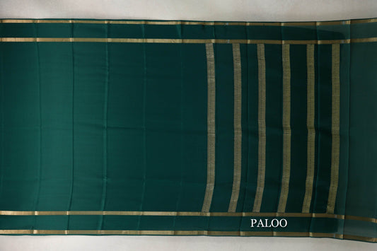 Dark Bottle Green Mysore Silk Saree by Shreenivas Silks paloo