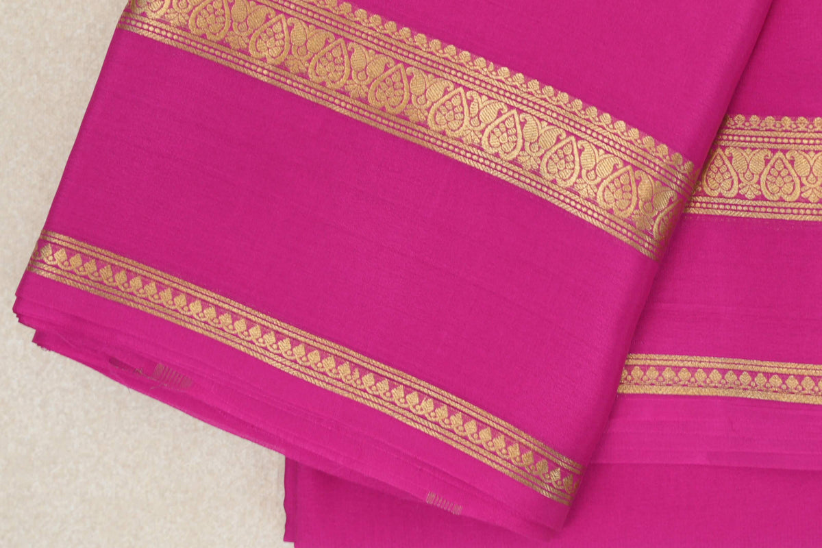 Bright Magenta Pink Mysore Silk Saree by Shreenivas Silks border