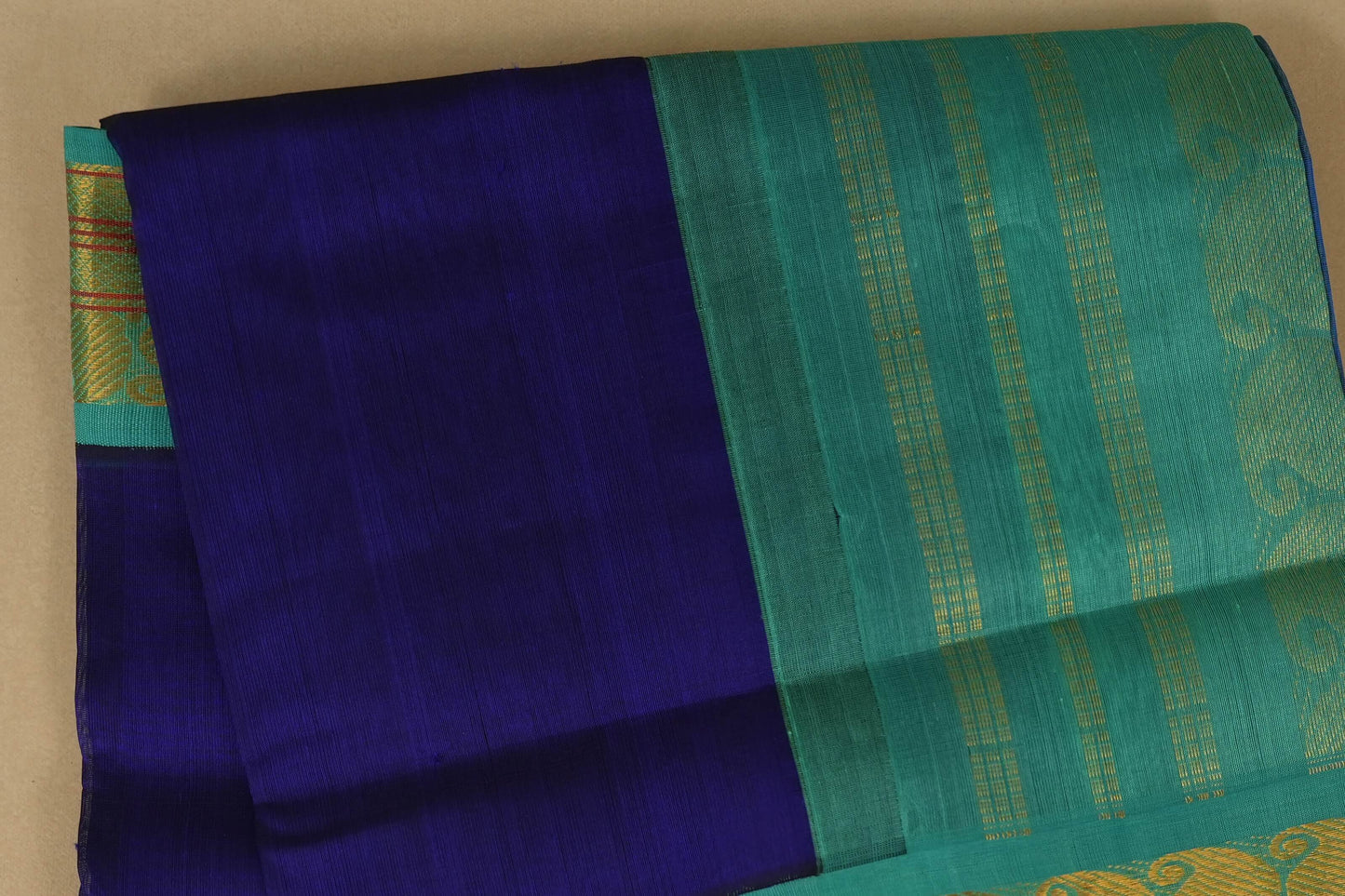 Dark Blue Silk Cotton Saree Body zoom