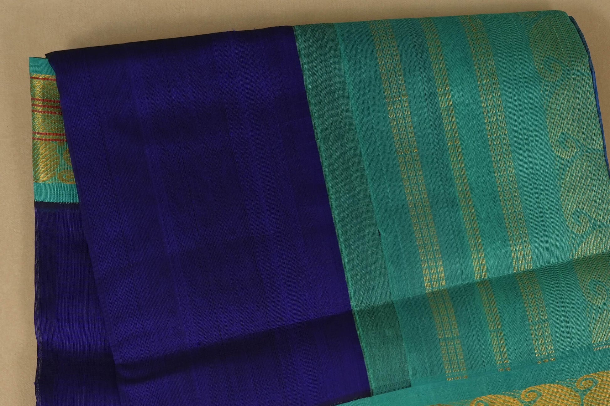 Dark Blue Silk Cotton Saree Body zoom