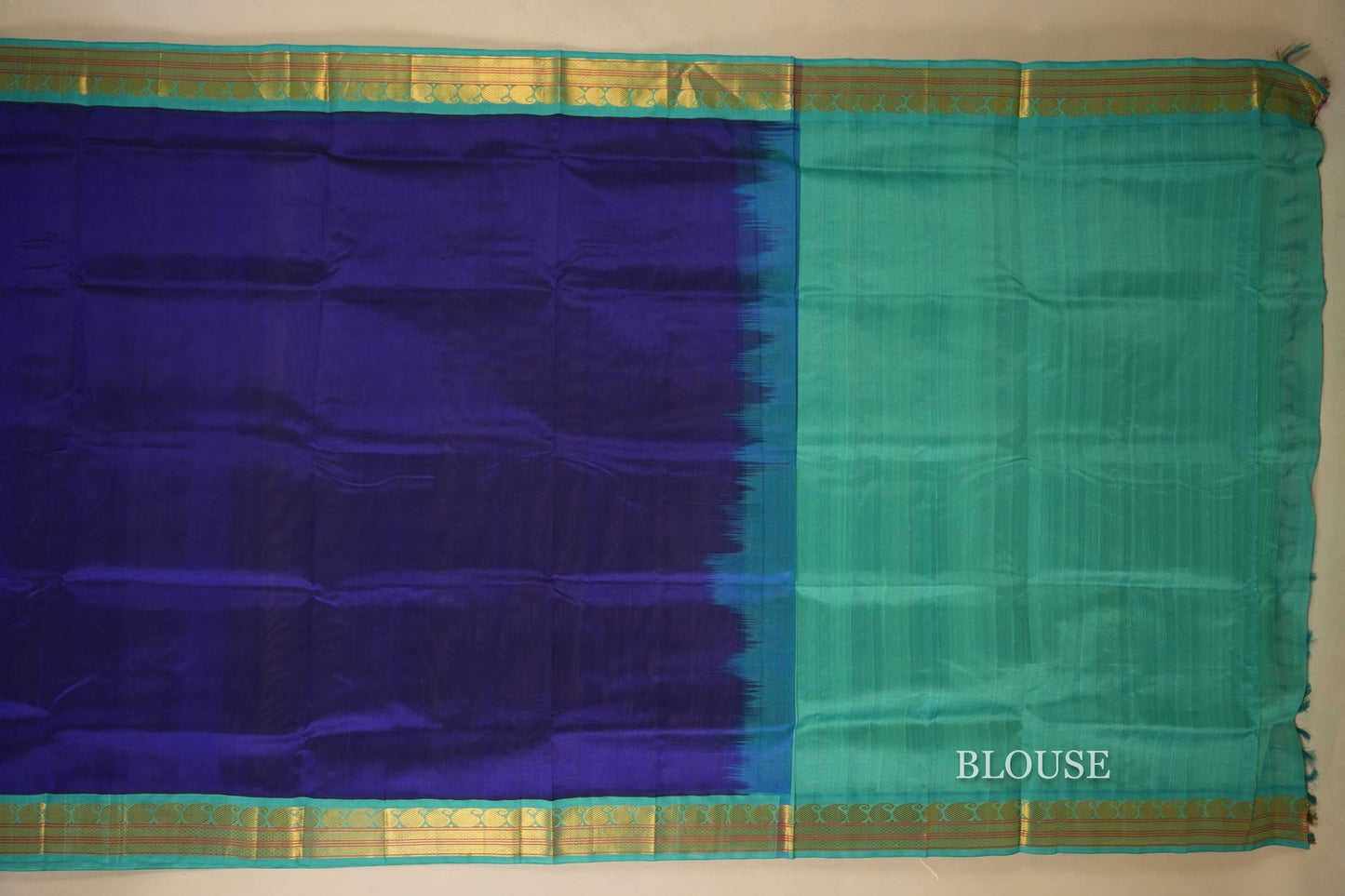 Dark Blue Silk Cotton Saree Blouse