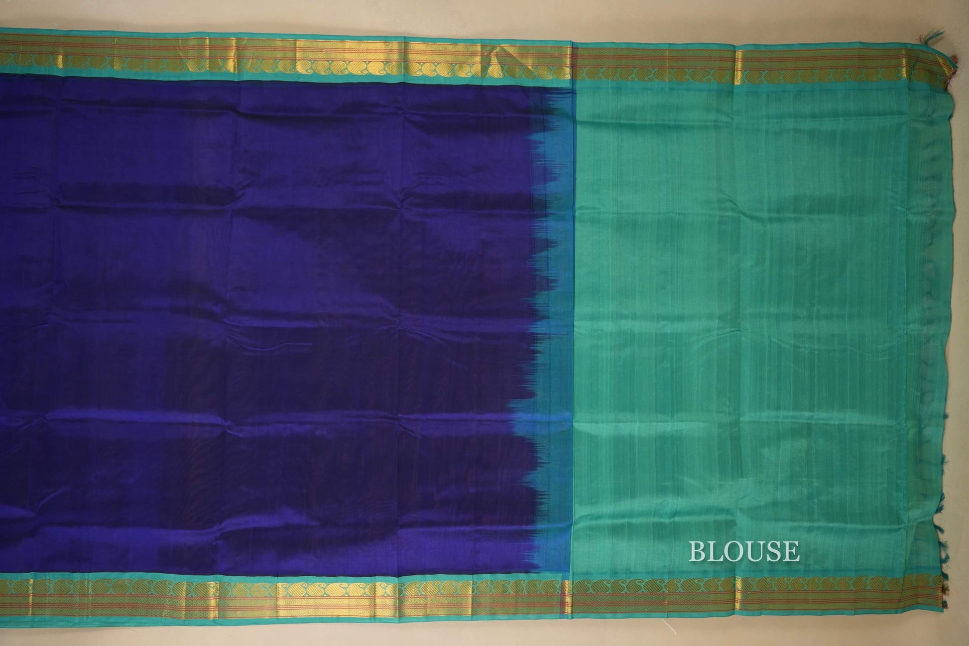 Dark Blue Silk Cotton Saree Blouse