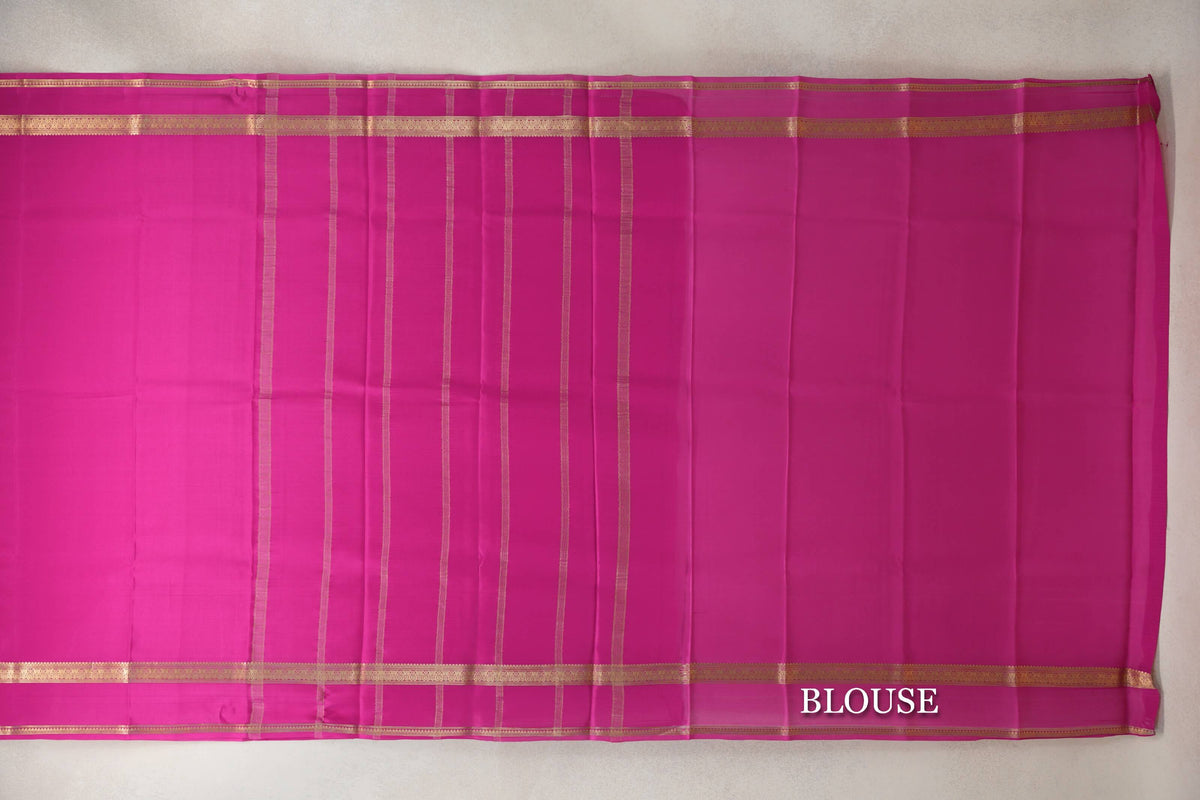 Bright Magenta Pink Mysore Silk Saree by Shreenivas Silks blouse