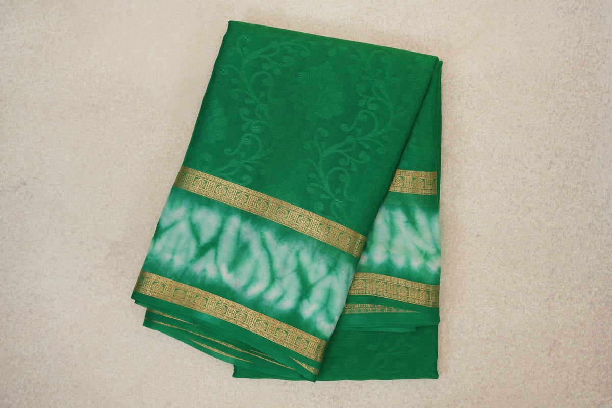 Parrot Green Mysore Silk Saree by Shreenivas Silks