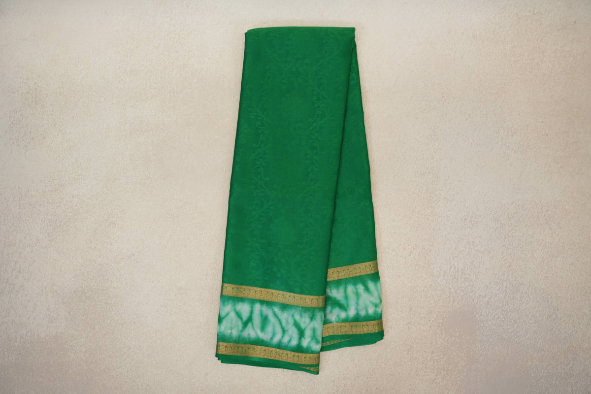 Parrot Green Mysore Silk Saree by Shreenivas Silks