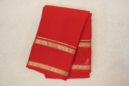 Bright Red Mysore Silk Saree by Shreenivas Silks