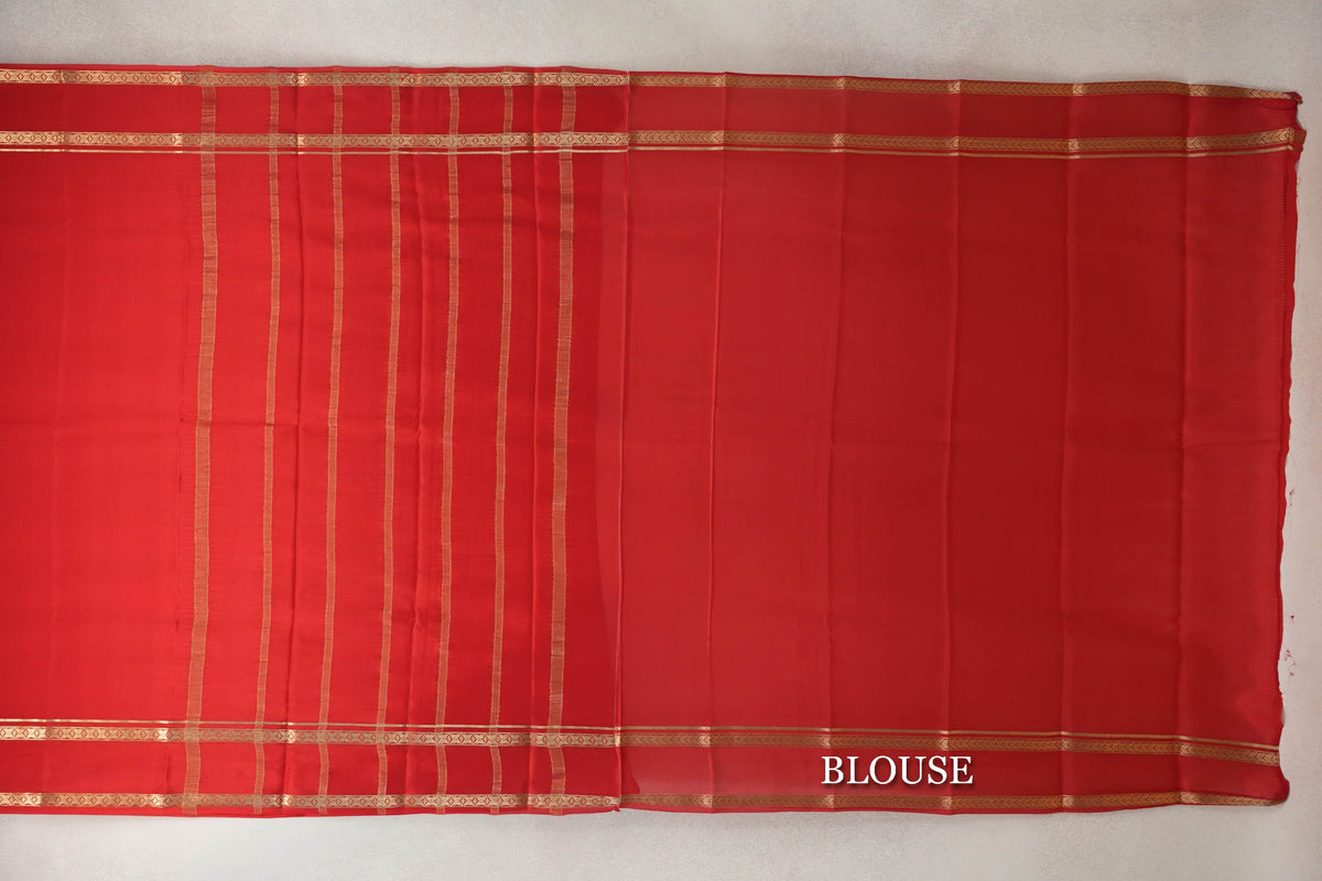 Bright Red Mysore Silk Saree by Shreenivas Silks PSSR0110248