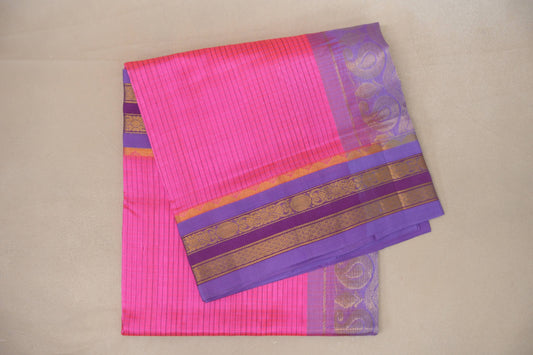 folded Deep pink vintage silk cotton saree 