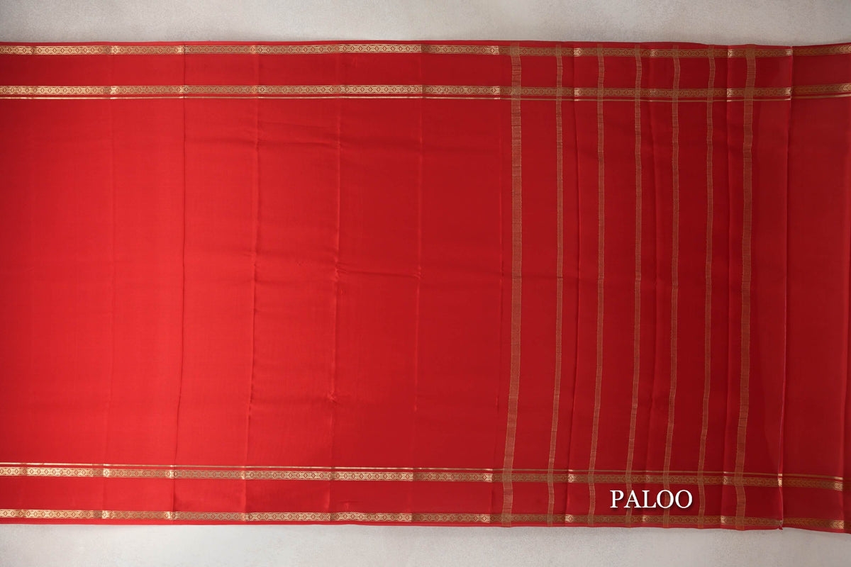 Bright Red Mysore Silk Saree by Shreenivas Silks PSSR0110248