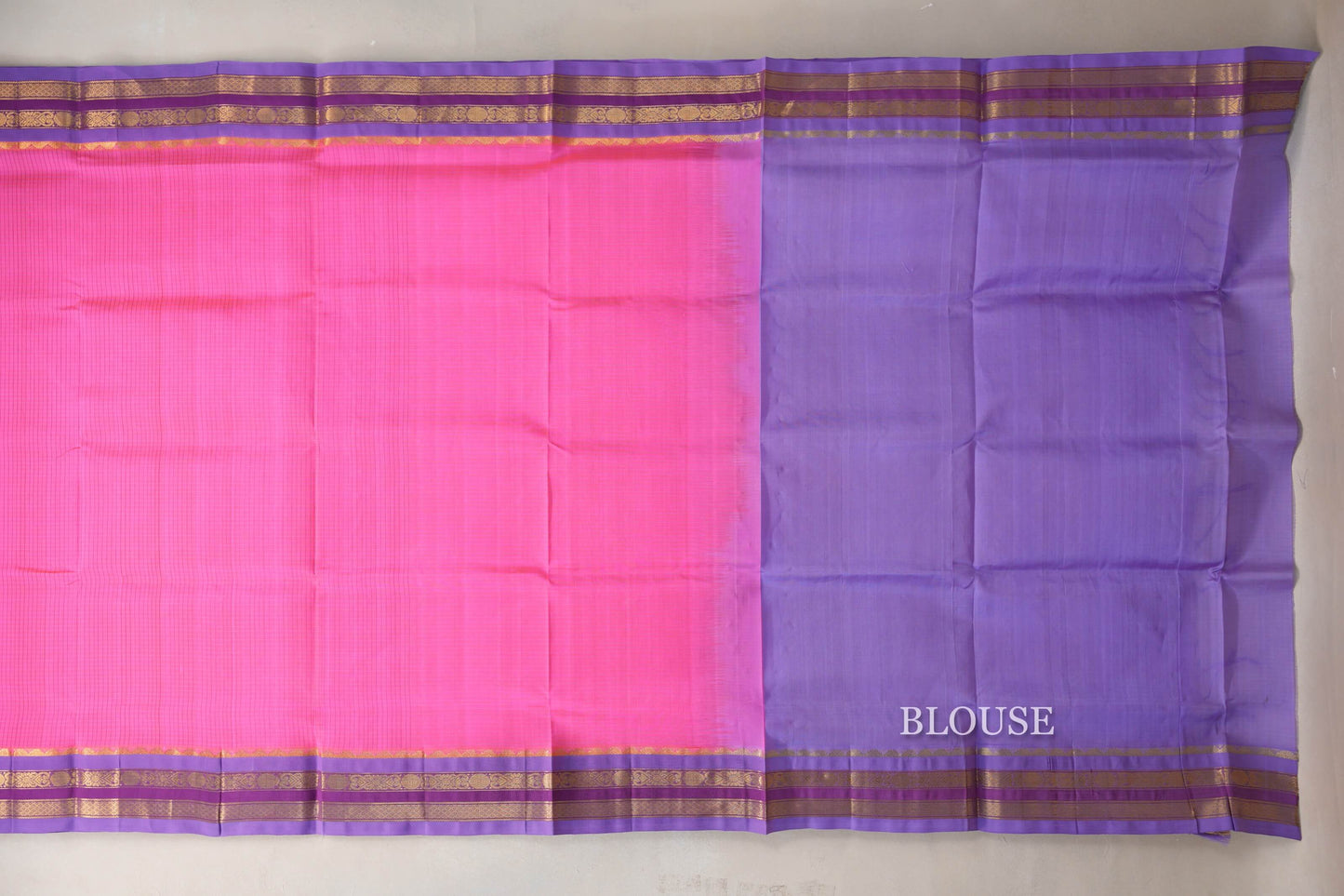 Deep Pink with Lavender Borders Vintage Silk Cotton Saree by Shreenivas Silks PSSR019121