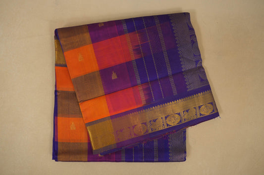 Folded traditional saree with colorful patterns , silk cotton , nine and a half yards saree, folded