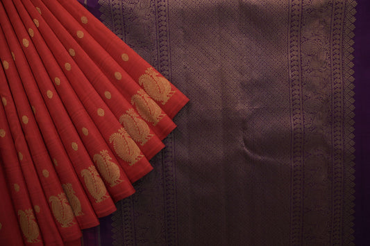 Dark rust kanchipuram silk saree