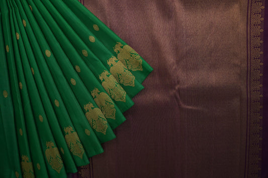 Leaf green kanchipuram silk saree