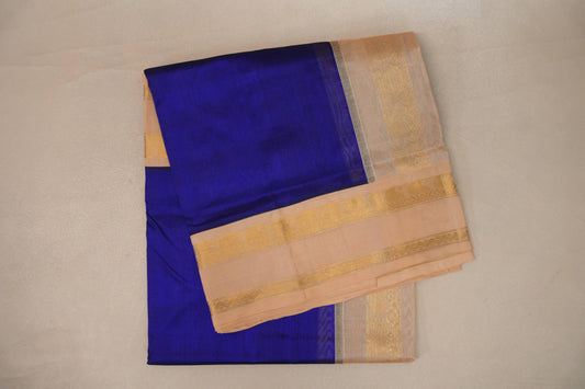 folded Royal Blue Vintage Silk Cotton Saree 