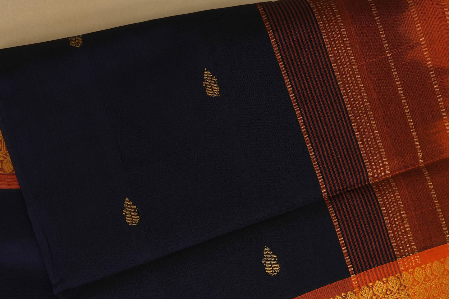 Coffee brown saree with gold patterns , close up silk cotton , nine and a half yards saree