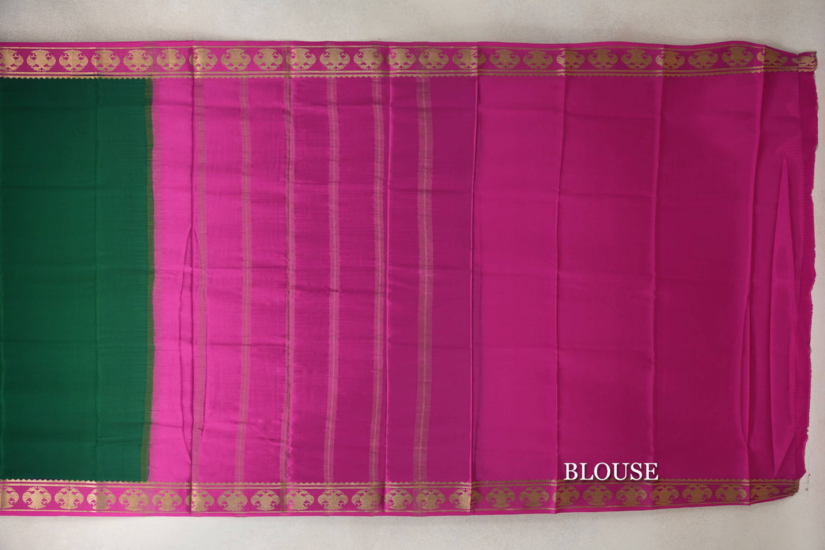 Bottle Green with Magenta Borders Mysore Silk Saree by Shreenivas Silks PSSR0110255