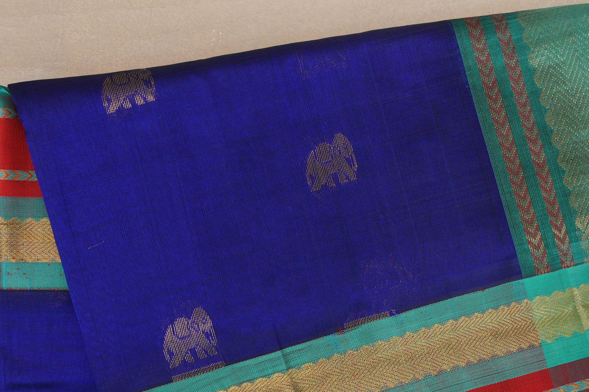 Royal blue Vintage Silk Cotton Saree  body zoom