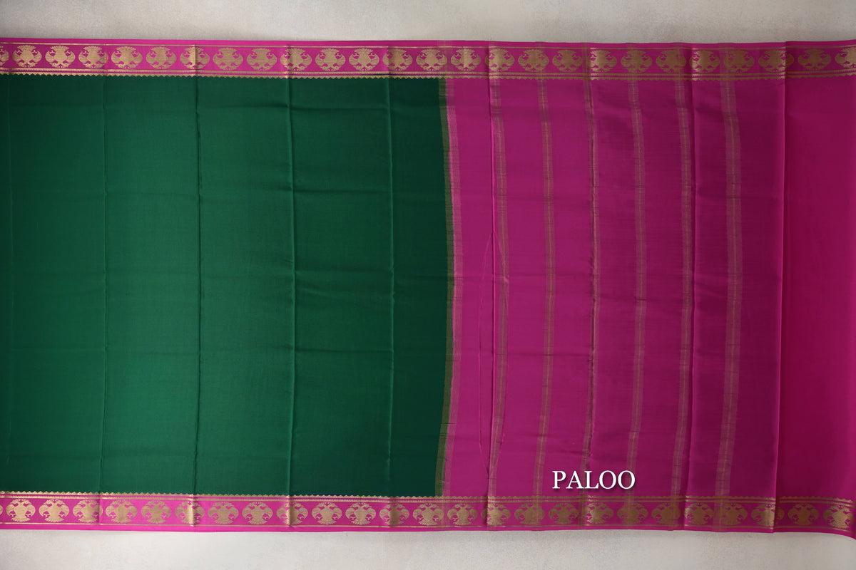 Bottle Green with Magenta Borders Mysore Silk Saree by Shreenivas Silks PSSR0110255