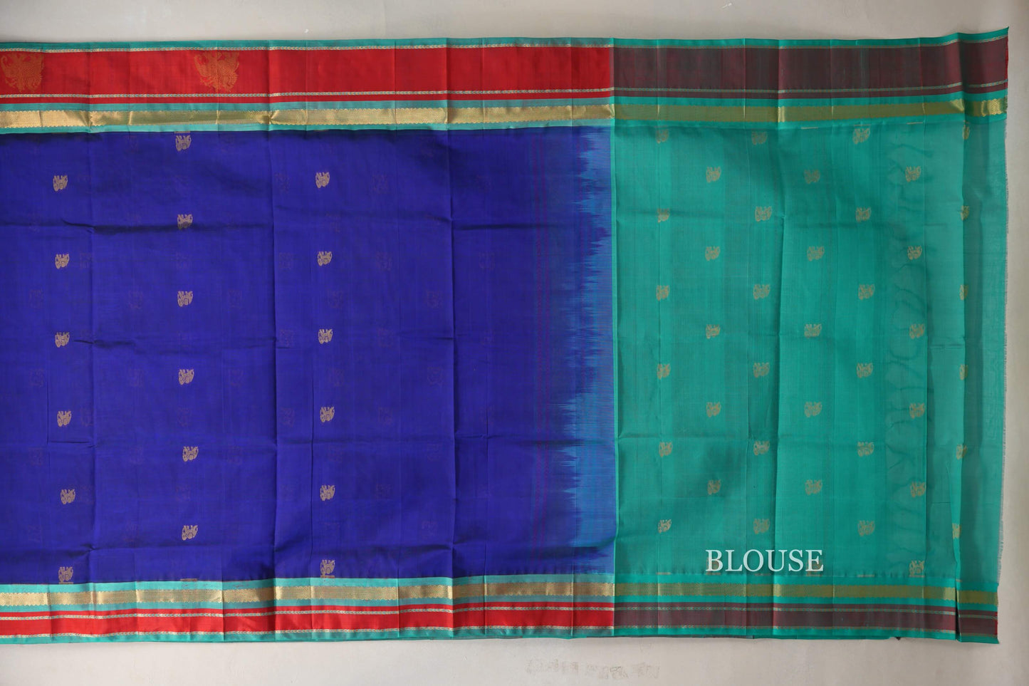 Royal blue Vintage Silk Cotton Saree blouse