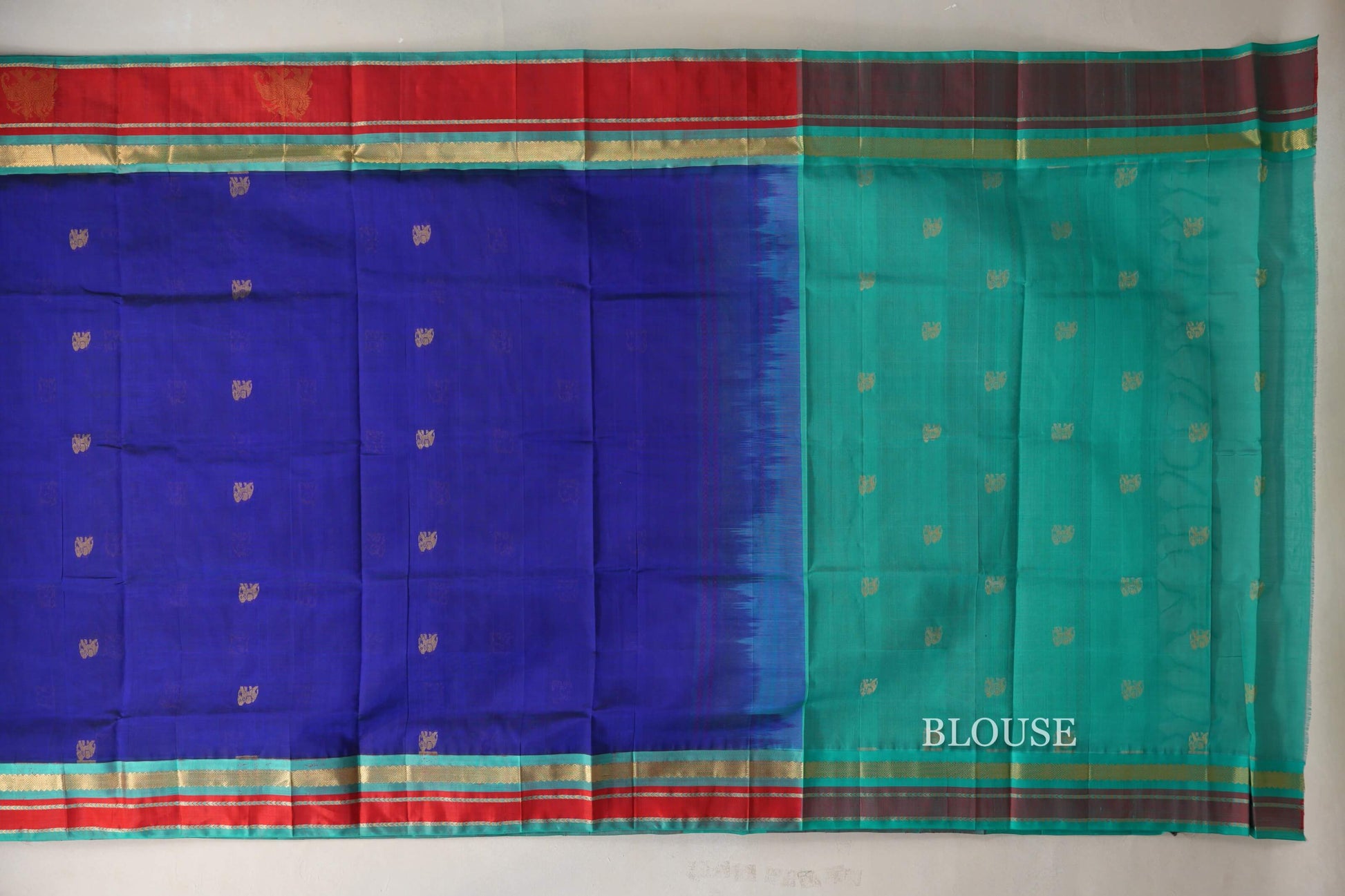 Royal blue Vintage Silk Cotton Saree blouse