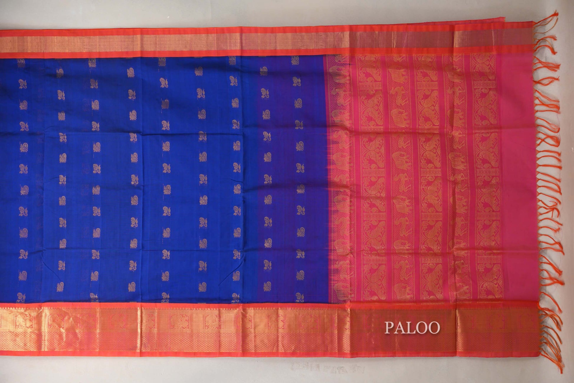 deep blue Vintage Silk Cotton Saree  paloo