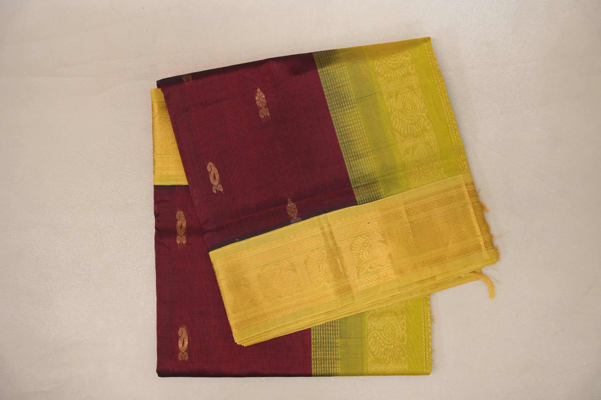 deep maroon  Vintage Silk Cotton Saree 