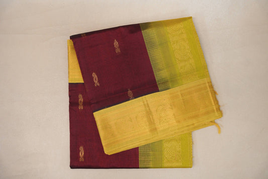 deep maroon  Vintage Silk Cotton Saree 