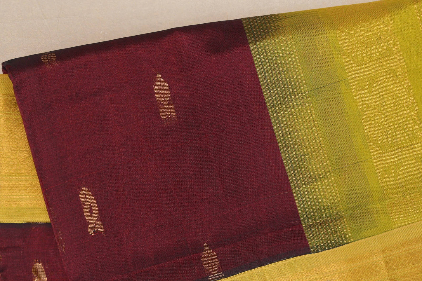 deep maroon  Vintage Silk Cotton Saree  body zoom