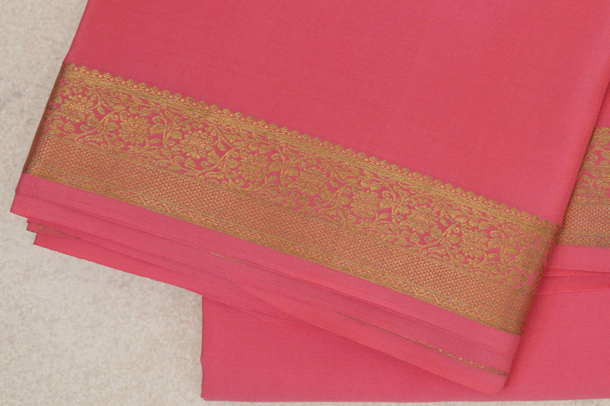 Coral Pink Mysore Silk Saree by Shreenivas Silks PSSR0110259