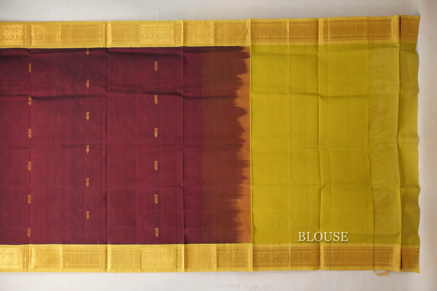 deep maroon  Vintage Silk Cotton Saree  blouse