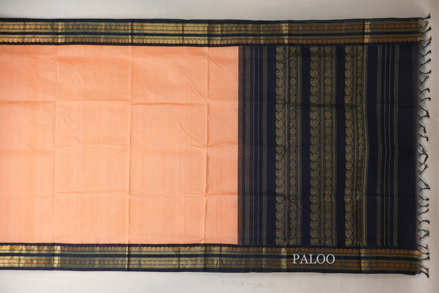 Peach Vintage Silk Cotton Saree  paloo