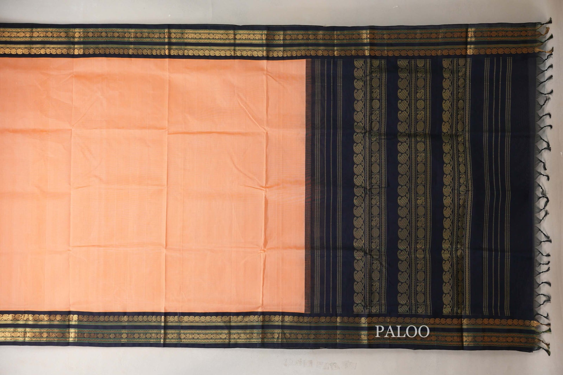 Peach Vintage Silk Cotton Saree  paloo