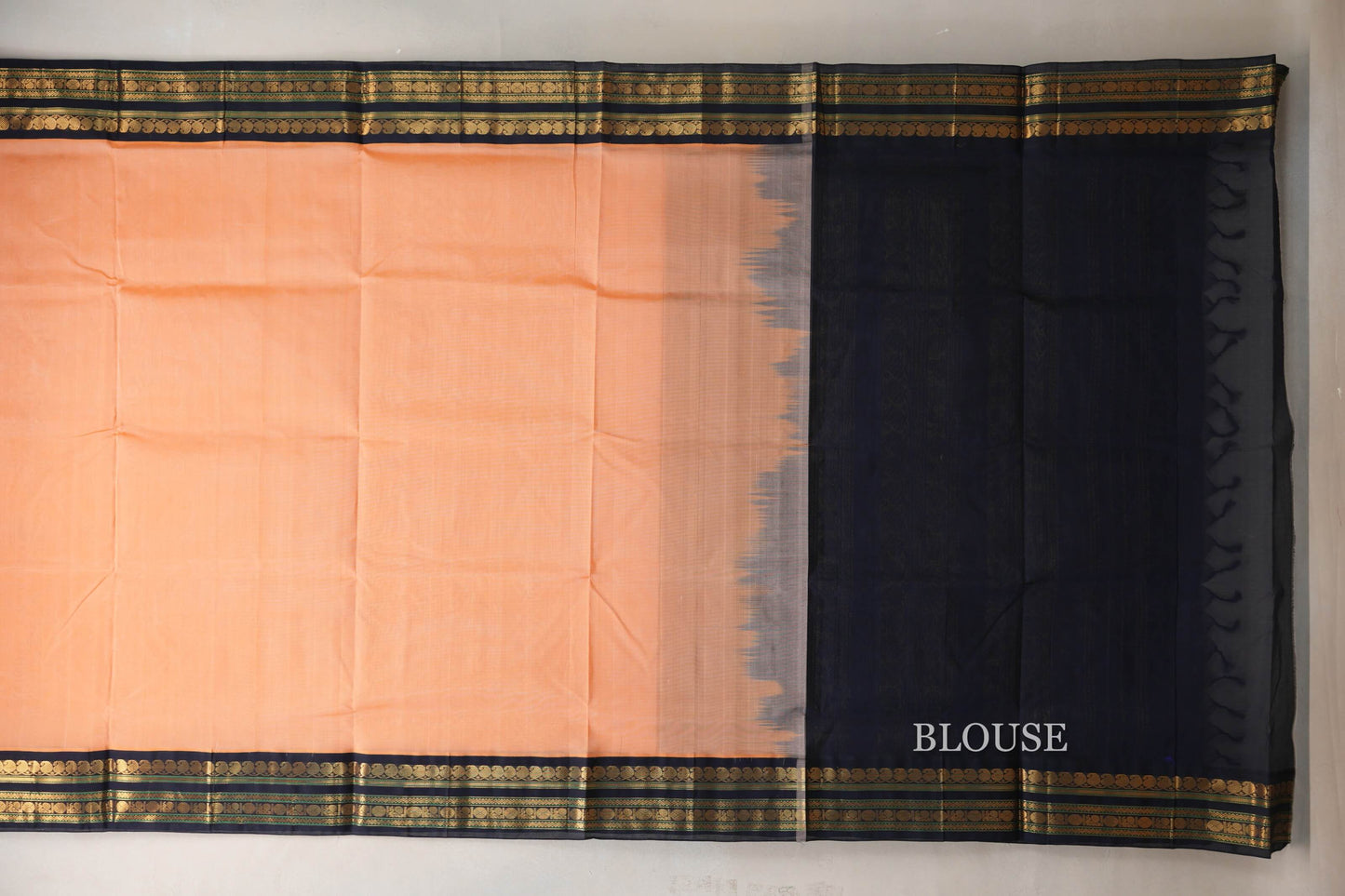 Peach Vintage Silk Cotton Saree blouse