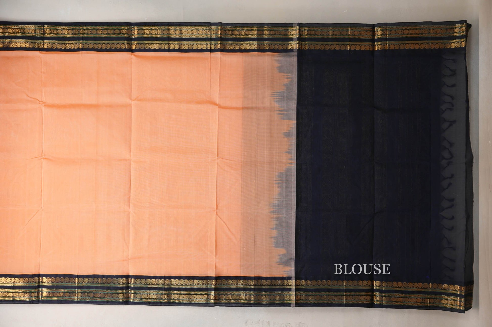 Peach Vintage Silk Cotton Saree blouse