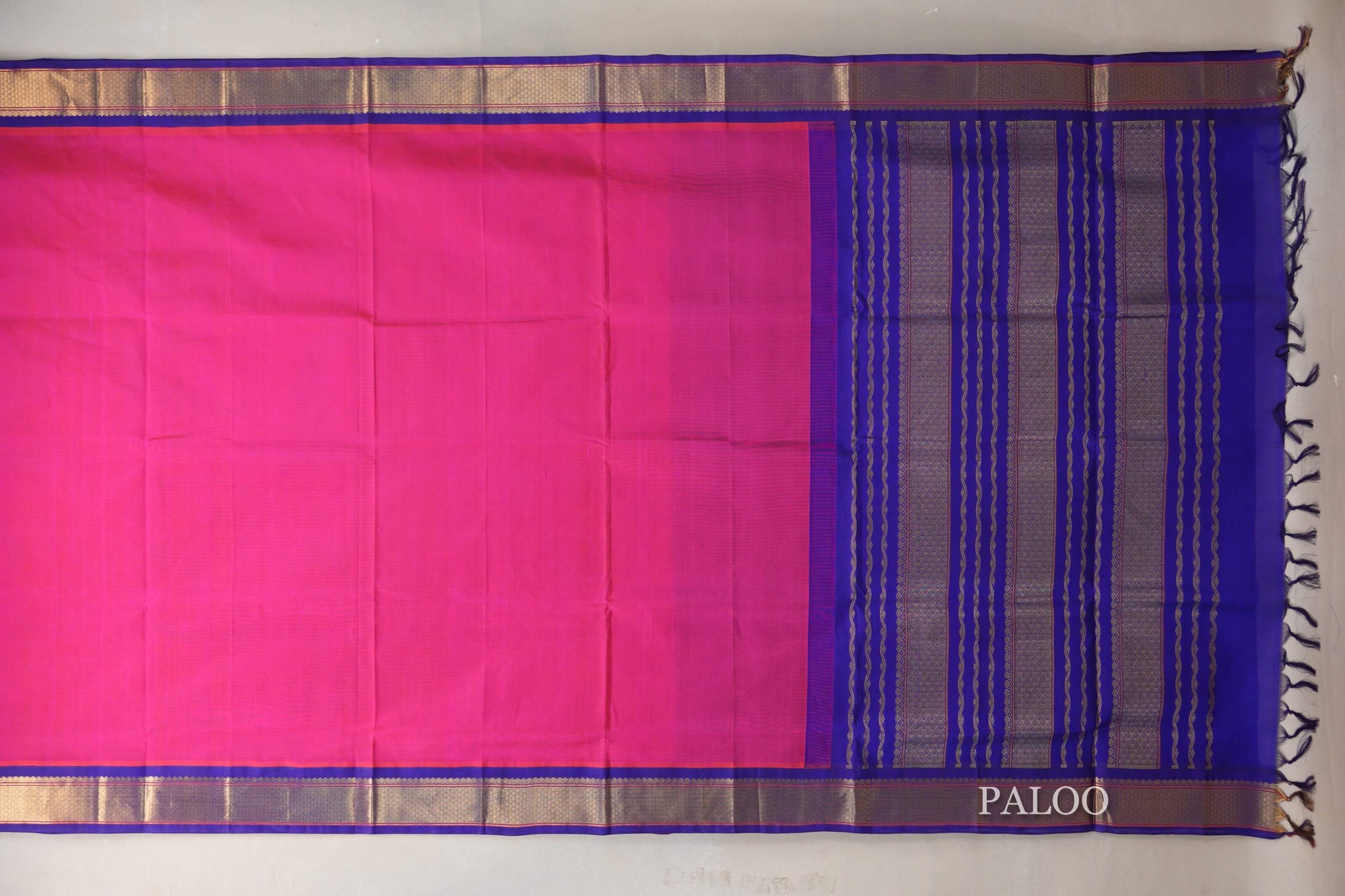orangish pink Vintage Silk Cotton Saree paloo