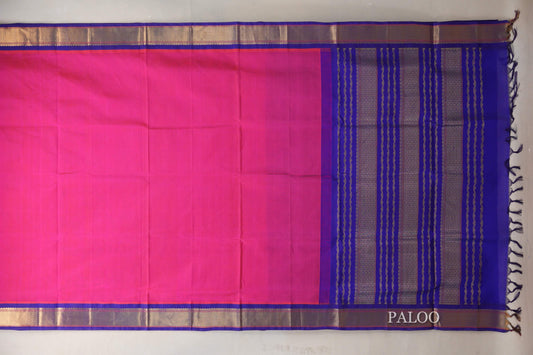 orangish pink Vintage Silk Cotton Saree paloo