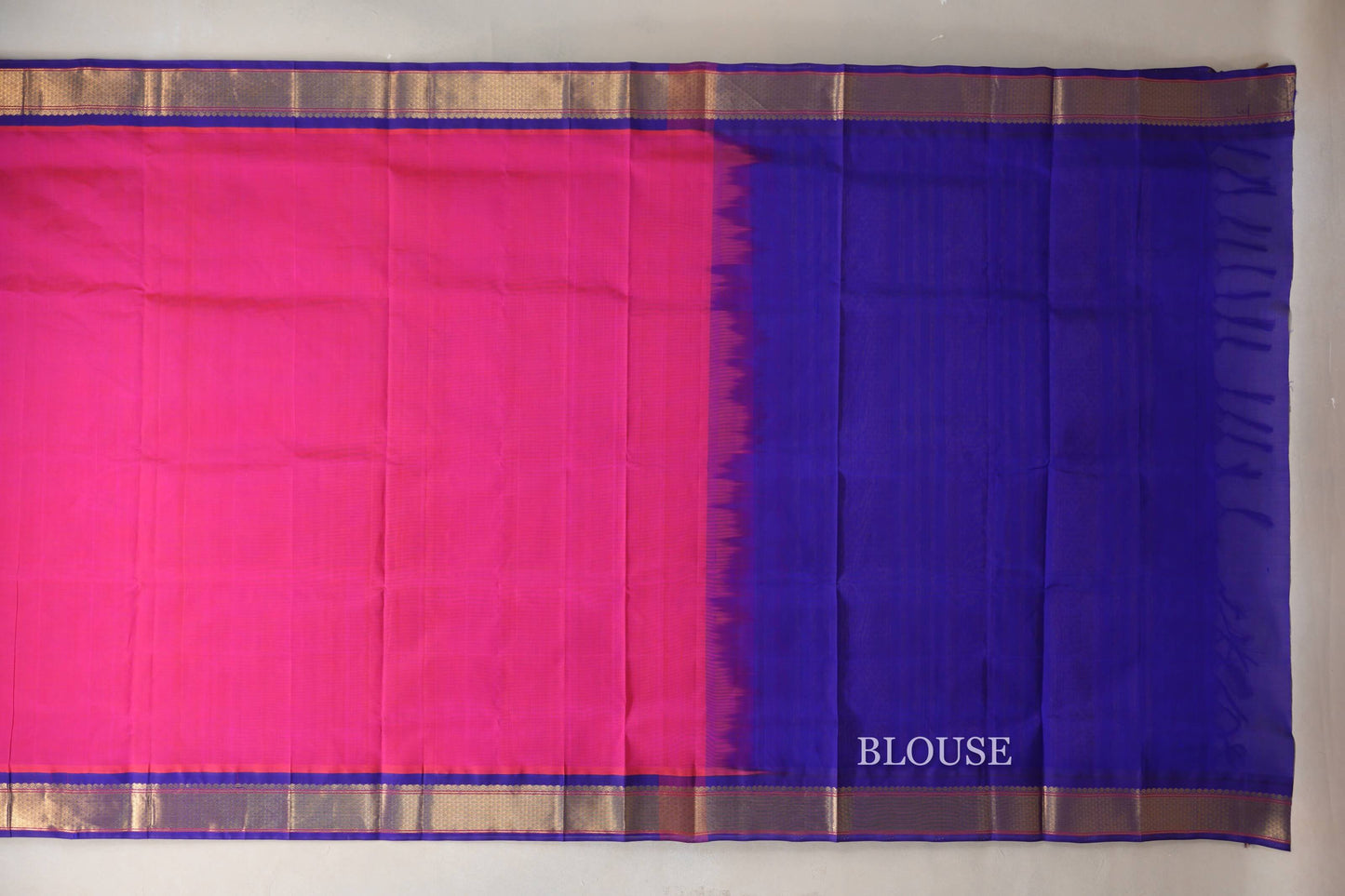 orangish pink Vintage Silk Cotton Saree  blouse