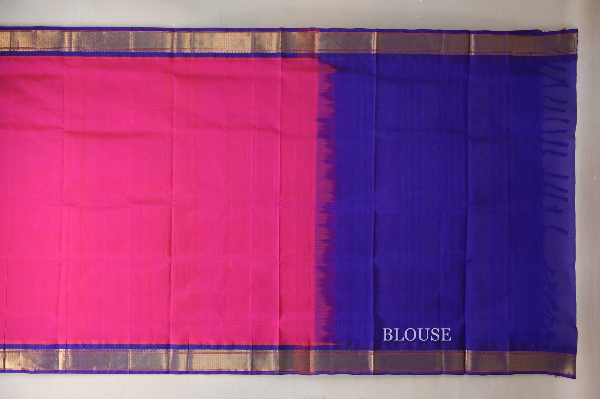 orangish pink Vintage Silk Cotton Saree  blouse