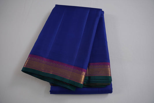 Ink blue kanchipuram silk saree