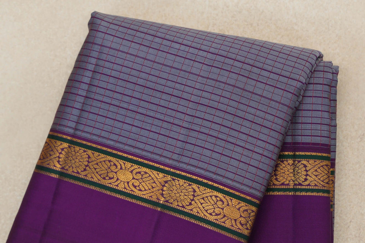 Grey Magenta Vintage Kanjivaram Silk Saree online