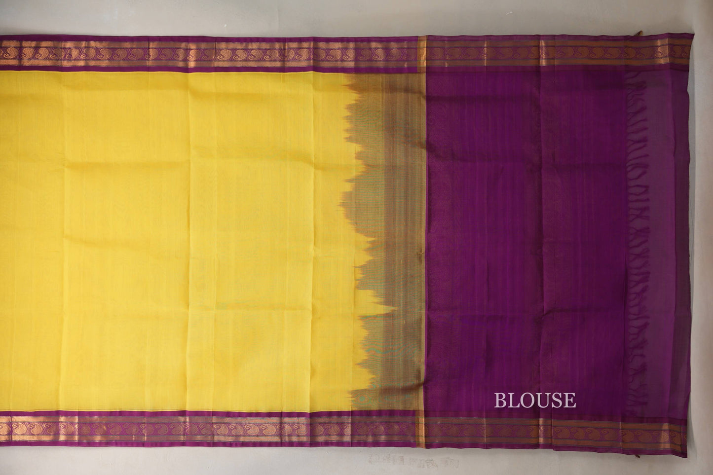 Bright yellow Vintage Silk Cotton Saree blouse