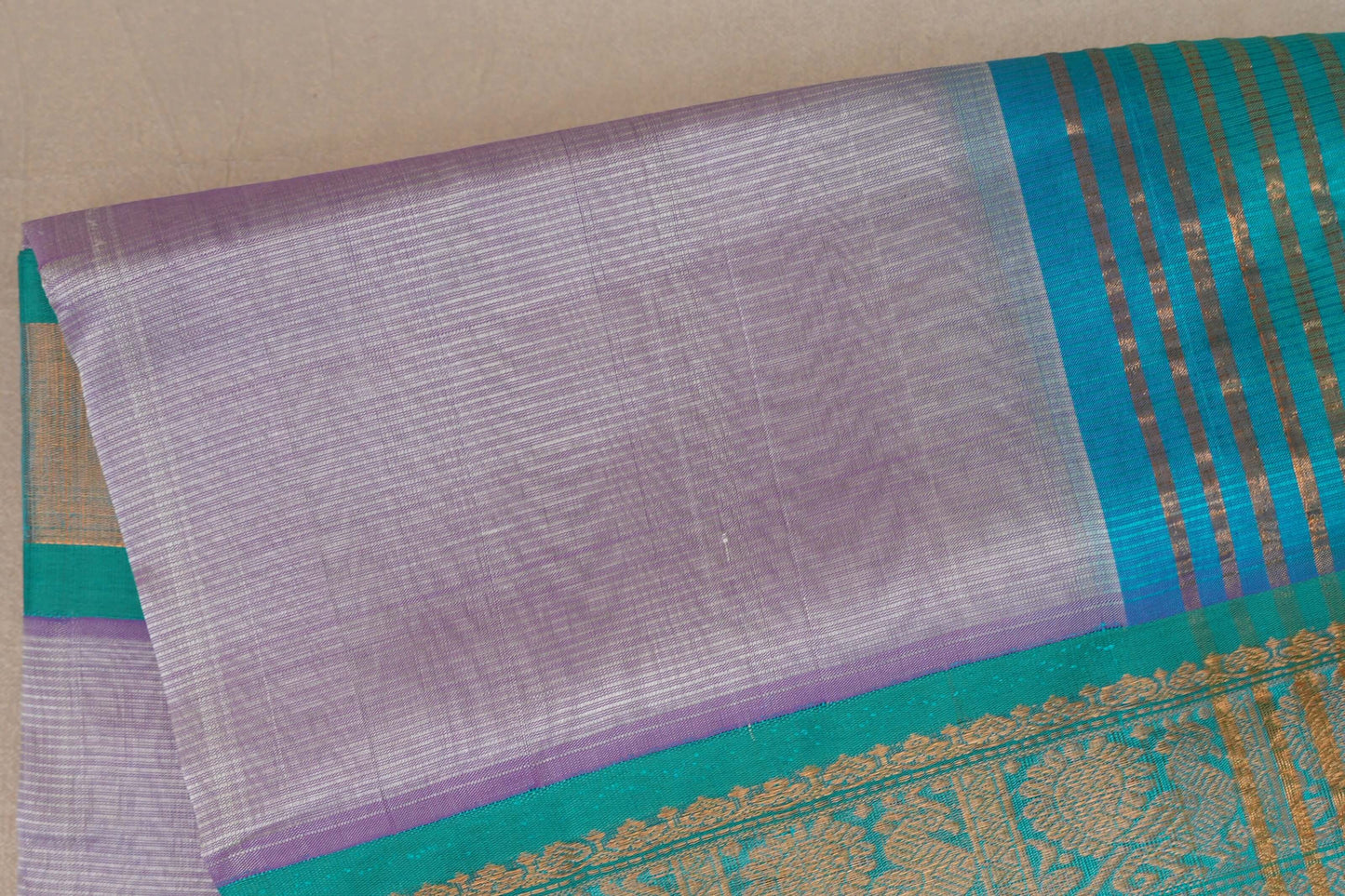 Pastel lavender Vintage Silk Cotton Saree  body zoom