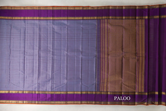 Grey Magenta Vintage Kanjivaram Silk Saree paloo