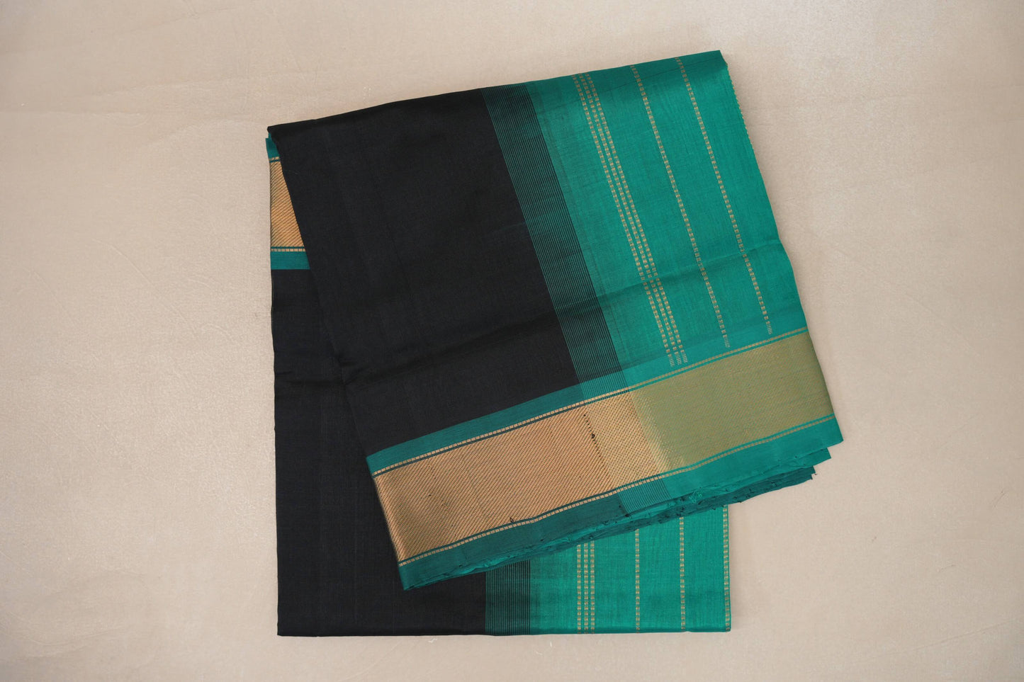 folded Black Vintage Silk Cotton Saree  