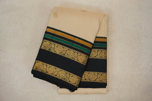 folded Cream Beige Vintage Kanjivaram Silk Saree