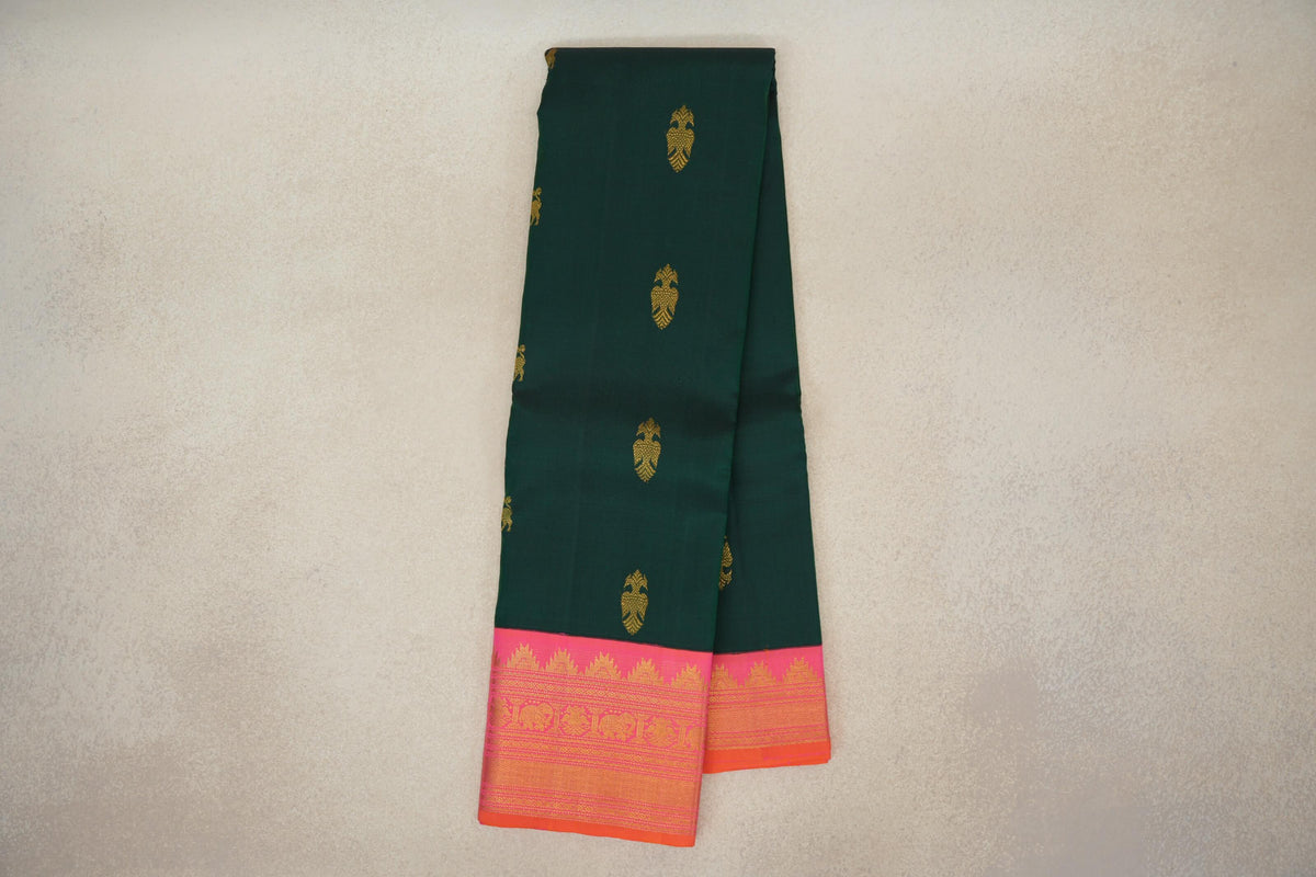 Dark Bottle Green Vintage Kanjivaram Silk Saree online