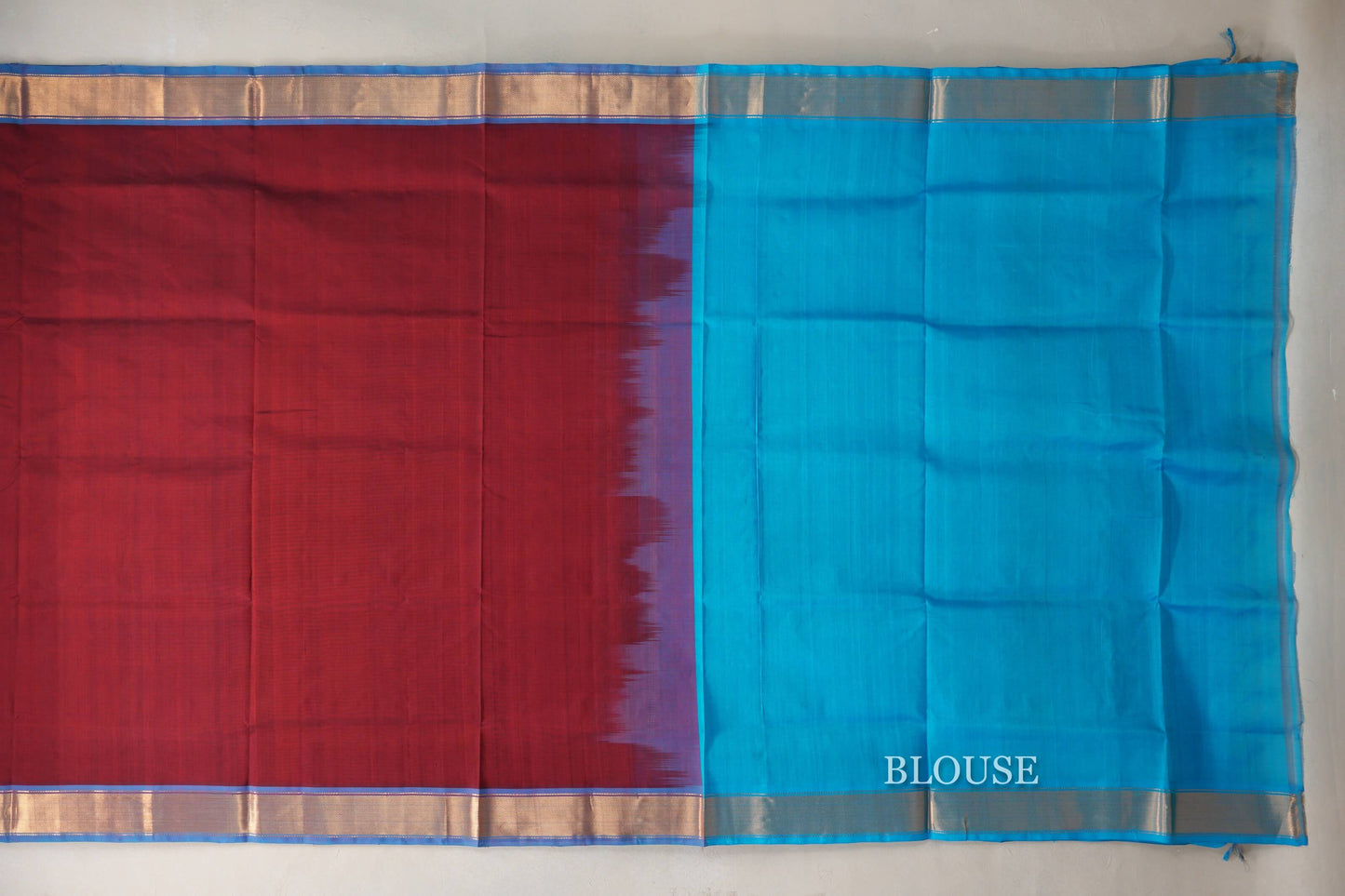 Reddish maroon Vintage Silk Cotton Saree  blouse