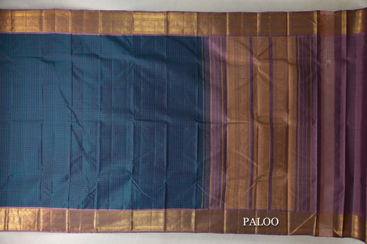 Peacock Green Vintage Kanjivaram Silk Saree paloo